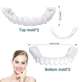Jooheli 2 Paires Faux Dentier, Dentier Provisoire, Prothese Dentaire, Placages Instantanés Dentiers Naturels, Placages Cosmét