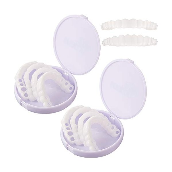 Lot de 2 paires de faux dents temporaires pour dentier Placages de Dents - Blanchiment alternatif Prothèses Temporaires