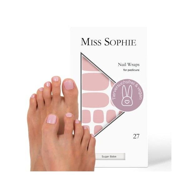 Miss Sophie Pedi Wraps I Sugar Babe Pedicure I Lot de 27 bandes de vernis à ongles ultra fines unies pour ongles de pied I Ad