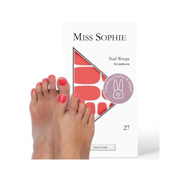 Miss Sophie Pedi Wraps I Sugar Babe Pedicure I Lot de 27 bandes de vernis à ongles ultra fines unies pour ongles de pied I Ad