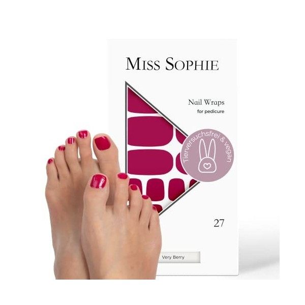 Miss Sophie Pedi Wraps I Sugar Babe Pedicure I Lot de 27 bandes de vernis à ongles ultra fines unies pour ongles de pied I Ad