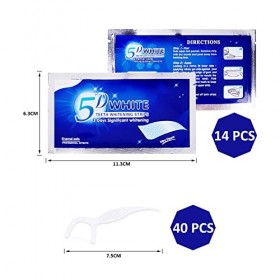 Un paquet de 28 14 paires bandes de blanchiment des dents et 40 fils dentaires emballés individuellement, kit de blanchimen