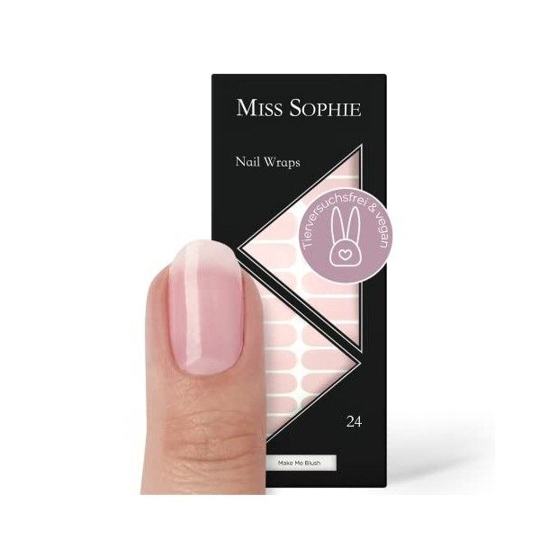 Miss Sophie Nail Wrap - "Make Me Blush", Transparent, Rose, Nail Wraps -24 nail wraps auto-adhésifs ultra-fins longue durée