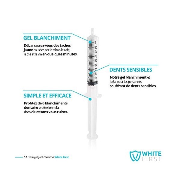 Kit blanchiment dentaire objectif dent blanche - Kit blanchissement dentaire 2 en 1 à domicile par White First ® avec 100 mL 