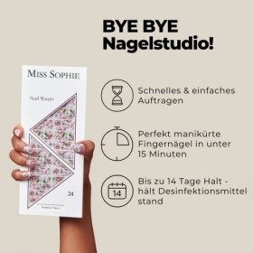 Miss Sophie Nail Wrap -"Madame Fleury", Fleuri, Rose, Nail Wraps -24 nail wraps auto-adhésifs ultra-fins longue durée