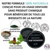 Kit Poudre Charbon Actif Blanchiment Dentaire Naturel Professionnel Goût Menthe Poivrée Dents Blanches Gencives Saines Vegan 