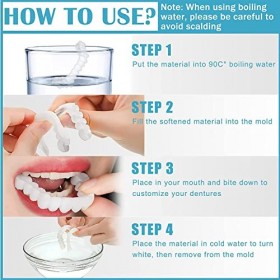 2 Pairs Facette Dentaire Silicone Haut et Bas Dentier Sourire Parfait, Kits de Blanchiment des Dents pour Homme et Femme, Amo