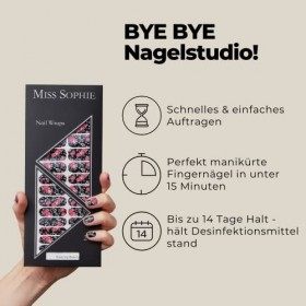Miss Sophie Nail Wrap - "Sleeping Beauty", Fleuri, Noir, Nail Wraps -24 nail wraps auto-adhésifs ultra-fins longue durée