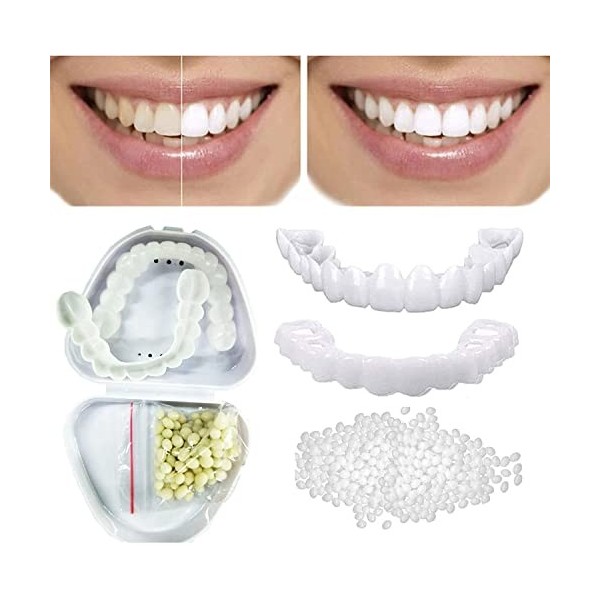 Flipped Warmth 2 Pairs Fausse Dent, Faux Dentier Prothèses Dentaires, Facette Dentaire Pour Hommes, Smile Kit Fausses Dents F
