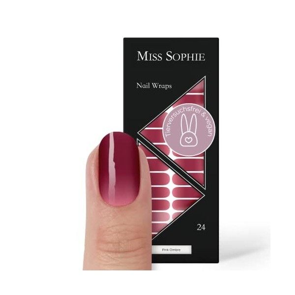 Miss Sophie Nail Wrap - "Pink Ombre", Dégradé, Rose, Nail Wraps -24 nail wraps auto-adhésifs ultra-fins longue durée