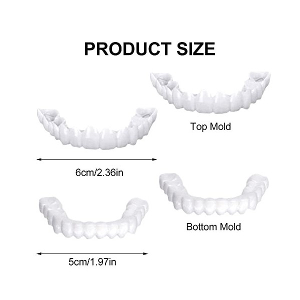 Care Spring 1 Paire Prothèses Dentaires À Instantant Dentier Provisoire, Dentier Amovible Haut Et Bas Revêtement Accolades De