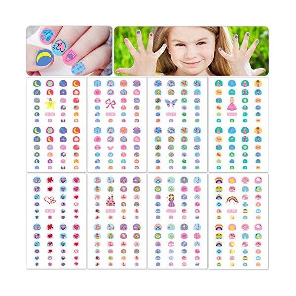 HOWAF 360+ Filles Enfants Mignon 3D Nail Art Autocollants Stickers Auto-adhésif Ongles Manucure Décorations pour Filles Ongle