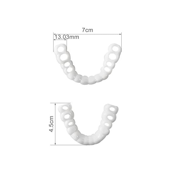 Care Spring 1 Paire Prothèse Dentaire Cosmétique Fausse Dent, Dentier Sourire Parfait Provisoire Dentier Haut Et Bas, Kit Bla