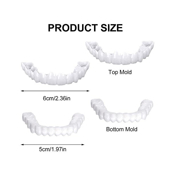 AEU 2 Paires Fausse Dents Dentier Sourire Facette Dentaire Couvre D