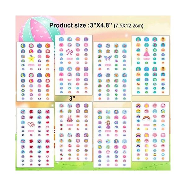 HOWAF 360+ Filles Enfants Mignon 3D Nail Art Autocollants Stickers Auto-adhésif Ongles Manucure Décorations pour Filles Ongle