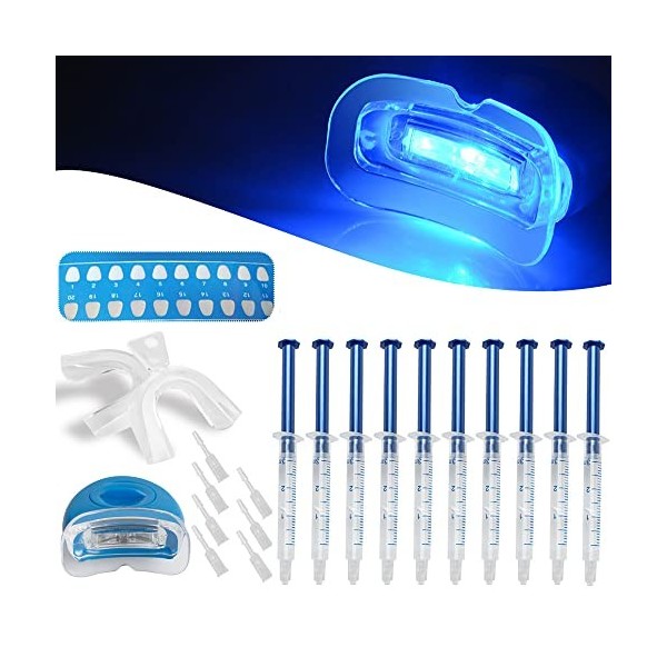 Kit de blanchiment des dents avec lumière LED, blanchisseur de dents professionnel, 10x3ml de gel blanchissant pour les dents