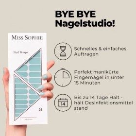 Miss Sophie Nail Wrap -"Jade Green", Uni, Vert, Nail Wraps -24 nail wraps auto-adhésifs ultra-fins longue durée