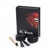 Mr. Black Pro Kit de blanchiment des dents 7 pièces Charbon actif 100 % naturel Élimine en douceur les taches tenaces du taba