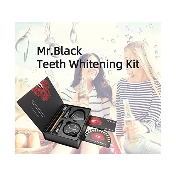 Mr. Black Pro Kit de blanchiment des dents 7 pièces Charbon actif 100 % naturel Élimine en douceur les taches tenaces du taba