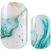 AVOA Beauty Lot de 16 feuilles autocollantes pour ongles I Sea What You Did There - Blanc turquoise vert or - Motif abstrait 