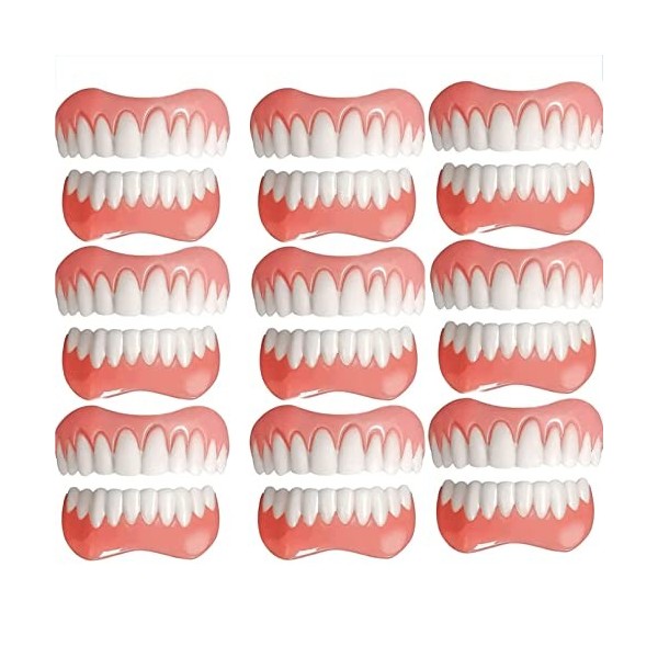 BLOSSS Dentures Placages Fausses Dents Haut Et Bas Dents Cosmétiques Blanches Fausses Dents Temporaires Kit De De Dents Flexi