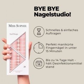 Miss Sophie Lot de 24 films de protection pour ongles - Café glacé - Gradient de couleur - Nude - 24 films adhésifs ultra fin