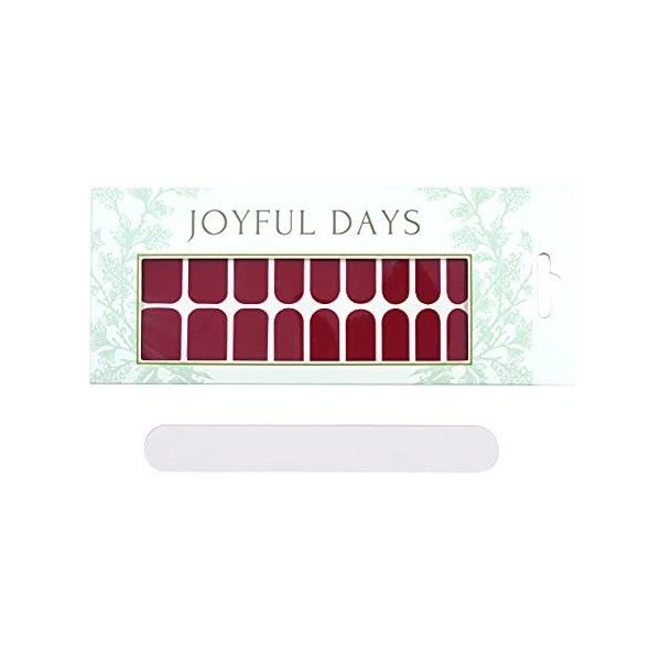 JOYFUL DAYS Premium Nail Polish Strips, Adhesive Full Nail Wraps, Non Toxic DIY Nail Art Stickers 20pcs with Nail File Cranb