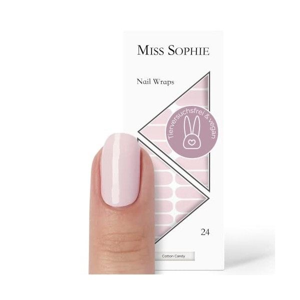 Miss Sophie Nail Wrap - "Cotton Candy", Uni, Tons nude, Nail Wraps -24 nail wraps auto-adhésifs ultra-fins longue durée