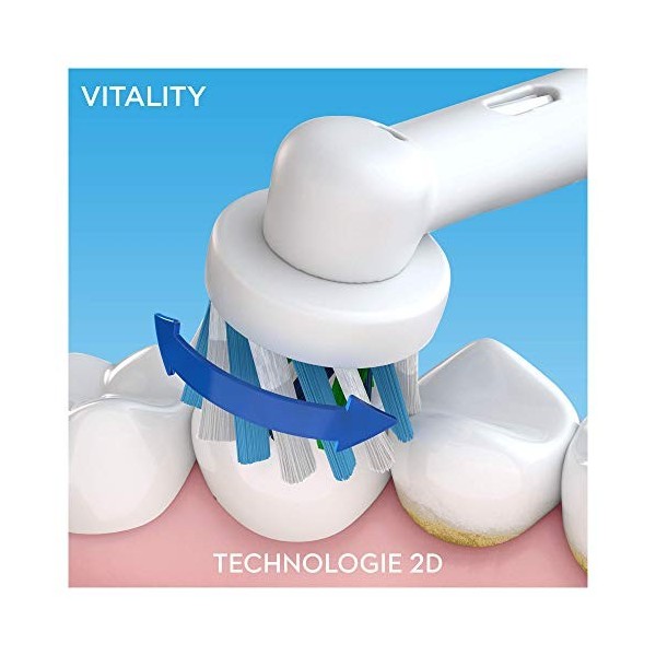 Oral-B Vitality 100 Brosse À Dents Électrique Rechargeable, 1 Manche Noir, 1 Brossette CrossAction