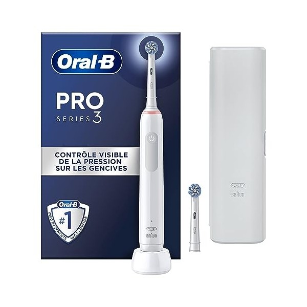 Oral-B Pro 3 3500 Brosse À Dents Électrique Noire, 1 Étui De Voyage, 1 Brossette