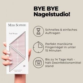 Miss Sophie Nail Wrap - "Cotton Candy", Uni, Tons nude, Nail Wraps -24 nail wraps auto-adhésifs ultra-fins longue durée