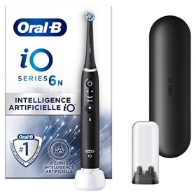 Oral-B iO 6N Brosse À Dents Électrique Noire Connectée Bluetooth, 2 Brossettes, 1 Étui De Voyage