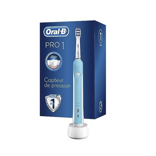 Oral-B PRO 1 700 Brosse À Dents Électrique Rechargeable, 1 Brossette, Bleu/Cross Action