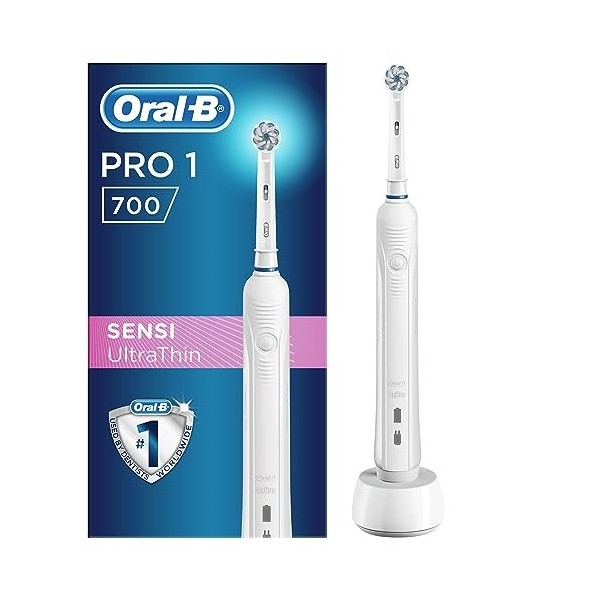 Oral-B PRO 1 700 Brosse À Dents Électrique Rechargeable, 1 Brossette, Bleu/Cross Action