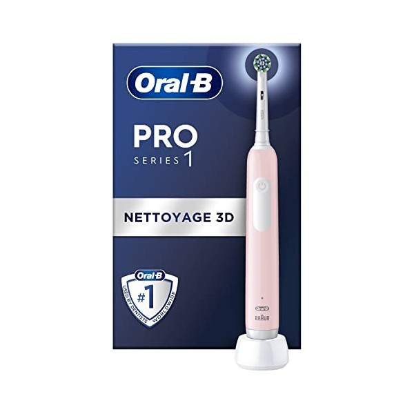 Oral-B Pro Series 1Brosse à Dents Électrique, Rose, 1 Brossette Nettoyage 3D, Élimine la Plaque Dentaire, Minuteur, Rechargea