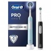 Oral-B Pro Series 1Lot de 2 Brosses à Dents Électriques, Bleu et Noir, 2 Brossettes Nettoyage 3D, Élimine la Plaque Dentaire,