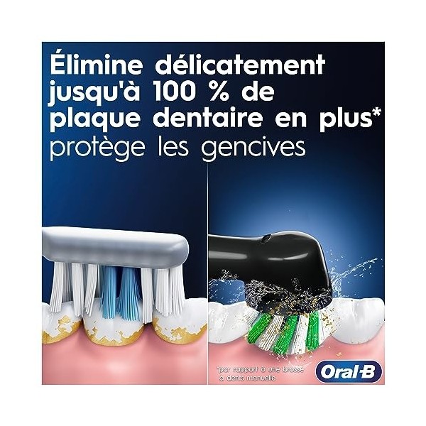 Oral-B Pro Series 1Lot de 2 Brosses à Dents Électriques, Bleu et Noir, 2 Brossettes Nettoyage 3D, Élimine la Plaque Dentaire,