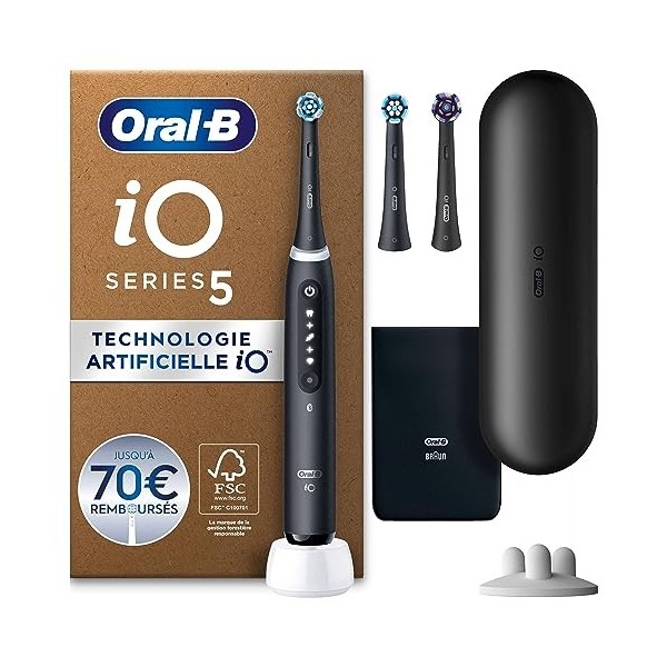 Oral-B iO Series 5 Plus Edition Brosse à dents électrique, 3 brosses à dents aimantées 5 modes de nettoyage Emballage recycla