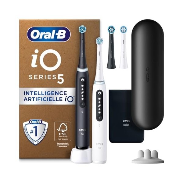 Oral-B iO Series 5 Plus Edition Brosse à dents électrique, 3 brosses à dents aimantées 5 modes de nettoyage Emballage recycla