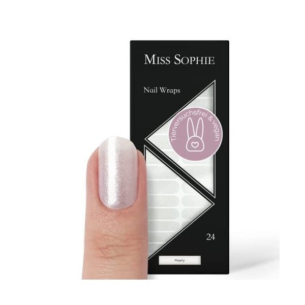 Miss Sophie Nail Wrap -"Pearly", Pailleté, Pailleté, Nail Wraps -24 nail wraps auto-adhésifs ultra-fins longue durée