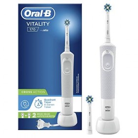 Oral-B Vitality 170 Brosse À Dents Électrique Rechargeable Avec 1 Manche Et 2 Brossettes Crossaction, Minuteur Et Action De N