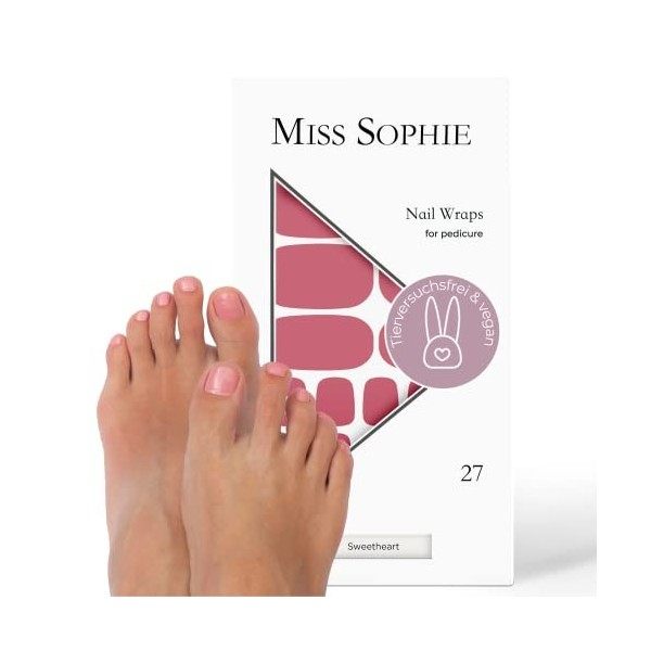 Miss Sophie Pedi Wraps I Sweetheart Pedicure I 27 bandes de vernis à ongles ultra fines unies rose I Pour ongles de pied I Ad