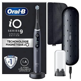Oral-B iO 9 Brosse À Dents Électrique Édition Spéciale Noire connectée Bluetooth, 1 Brossette, 1 Étui De Voyage Chargeur, 1 P