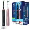 Lot de 2 Oral-B Pro 3 3900N, Noir et rose Brosses À Dents Électriques, 3 Brossettes, conçu par Braun