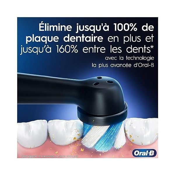 Oral-B iO 5 Lot De 2, Brosses À Dents Électriques Noire et Blanche connectées Bluetooth, 2 Brossettes, 1 Étui De Voyage