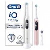 Oral-B iO 6 Lot De 2 Brosses À Dents Électriques Connectées Bluetooth, Blanche Et Rose, 2 Manches Avec Écran Noir Et Blanc, 3