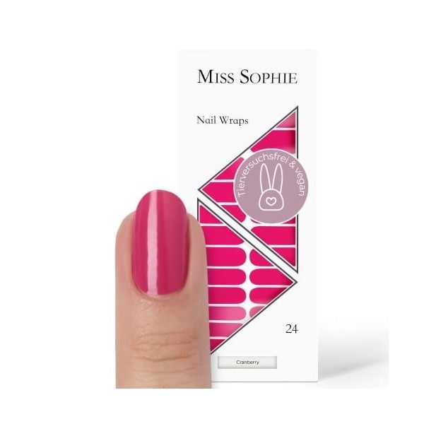 Miss Sophie Nail Wrap - "Cranberry", Uni, Rouge, Nail Wraps -24 nail wraps auto-adhésifs ultra-fins longue durée