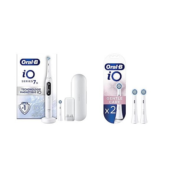 Oral-B iO 7N Brosse À Dents Électrique Noire connectée Bluetooth, 2 Brossettes, 1 Étui De Voyage