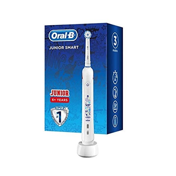 Oral-B Junior, Brosse À Dents Électrique Rechargeable, Souple pour Voyage, Manche Et Brossette, Enfant à Partir De 6 Ans, Bro