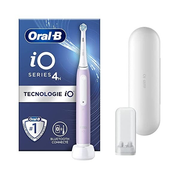 Oral-B iO 4 Lot De 2, Brosses À Dents Électriques Noire et Blanche connectées Bluetooth, 2 Brossettes, 1 Étui De Voyage